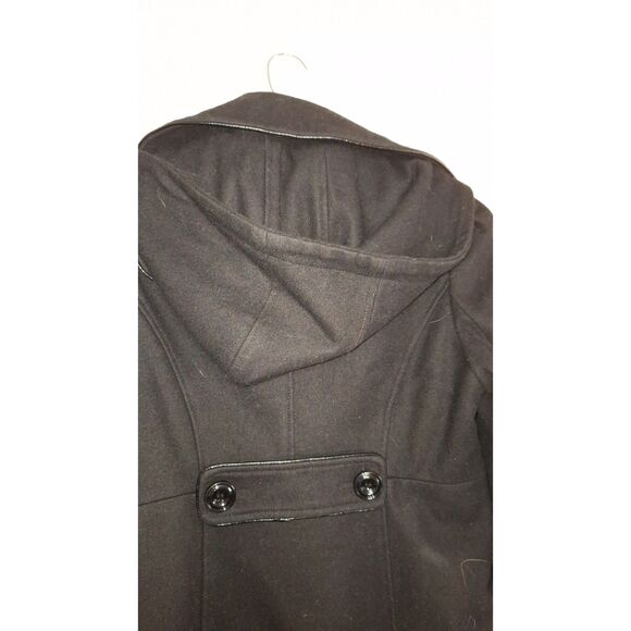 A Guess Women's Black Pea Coat Wool Blend Toggle Front Retro Nautical Y2K M - Picture 7 of 10